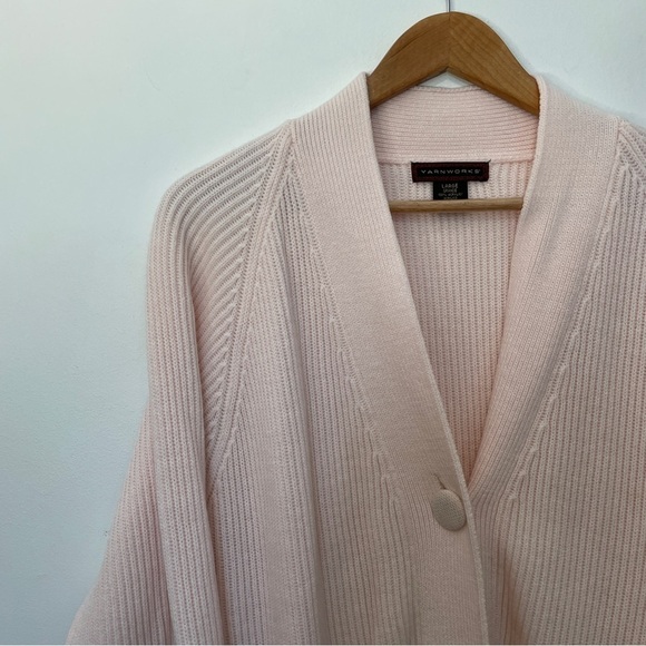Vintage Pastel Pink Chunky Ribbed Oversized Slouchy Cardigan Sweater Long - Picture 3 of 6